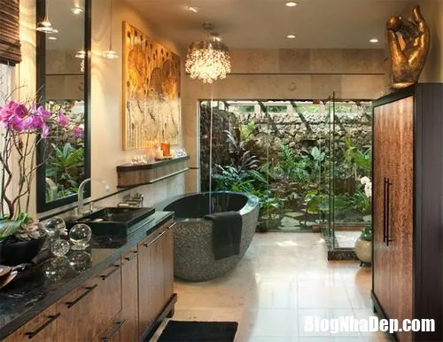 Bố trí phòng tắm đầy quyến rũ theo phong cách miền nhiệt đới
