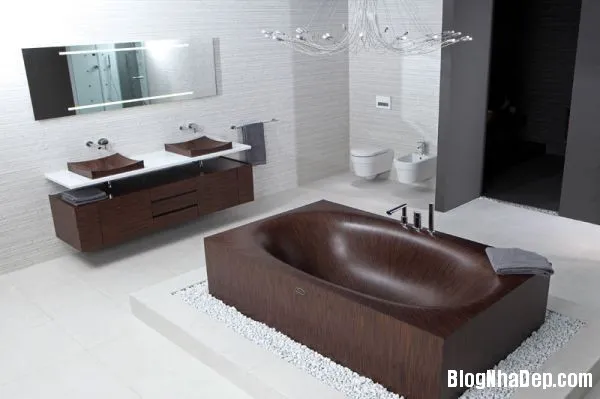 Mẫu bồn tắm gỗ sang trọng & thanh lịch cho phòng tắm