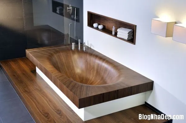 Mẫu bồn tắm gỗ sang trọng & thanh lịch cho phòng tắm