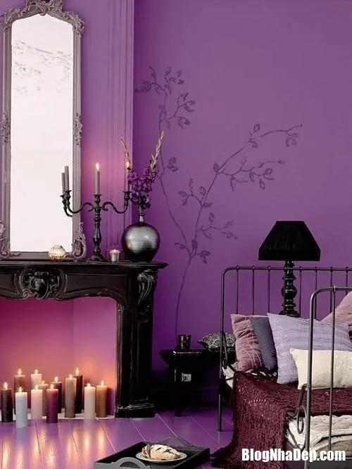 Phòng ngủ màu tím đẹp nhẹ nhàng và lãng mạn đến không