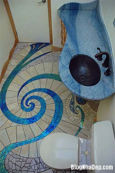 Phòng tắm tuyệt đẹp với những thiết kế đá lát mosaic