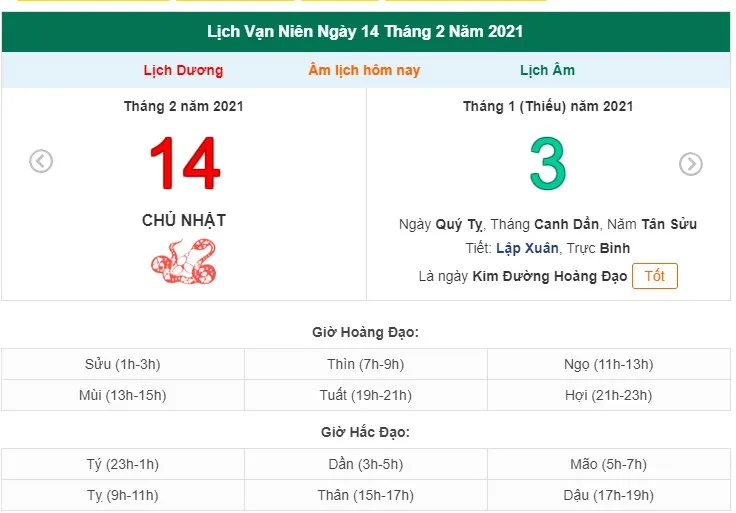 "Bật mí" ngày 14 tháng 2 năm 2021 là ngày bao nhiêu Âm lịch?