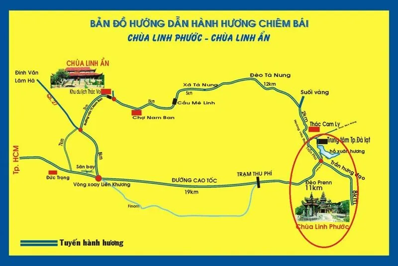 Hướng dẫn đường đi chùa Linh Ẩn Đà Lạt