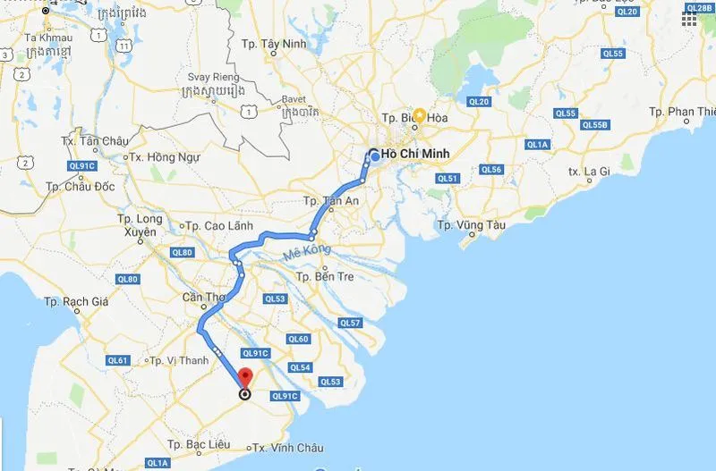 Từ Sài Gòn đi Sóc Trăng bao nhiêu km?